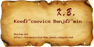 Kovácsovics Benjámin névjegykártya