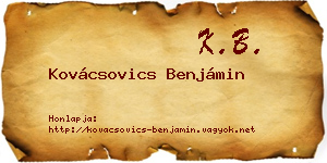 Kovácsovics Benjámin névjegykártya