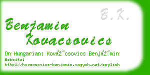 benjamin kovacsovics business card